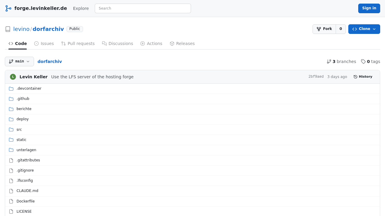 Screenshot von git-forge